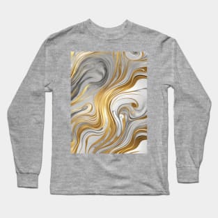 Gold and Silver Abstract Swirls Long Sleeve T-Shirt